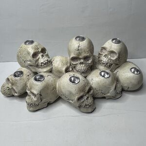Multi Skull Taper Candle Holder Centerpiece Goth Halloween Decor